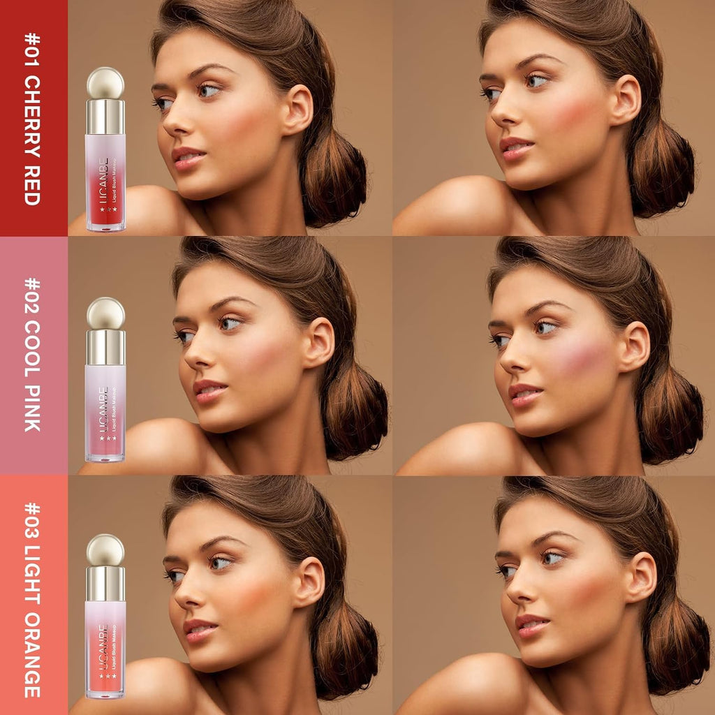 COSLUXE UCANBE 3 PCS Liquid Blush Makeup Set, Blendable Soft Cream Face Blush for Cheeks, Natural Matte Finish Looking Long-Wearing Smudge-Proof Moisturizing Makeup (02) - Image 2