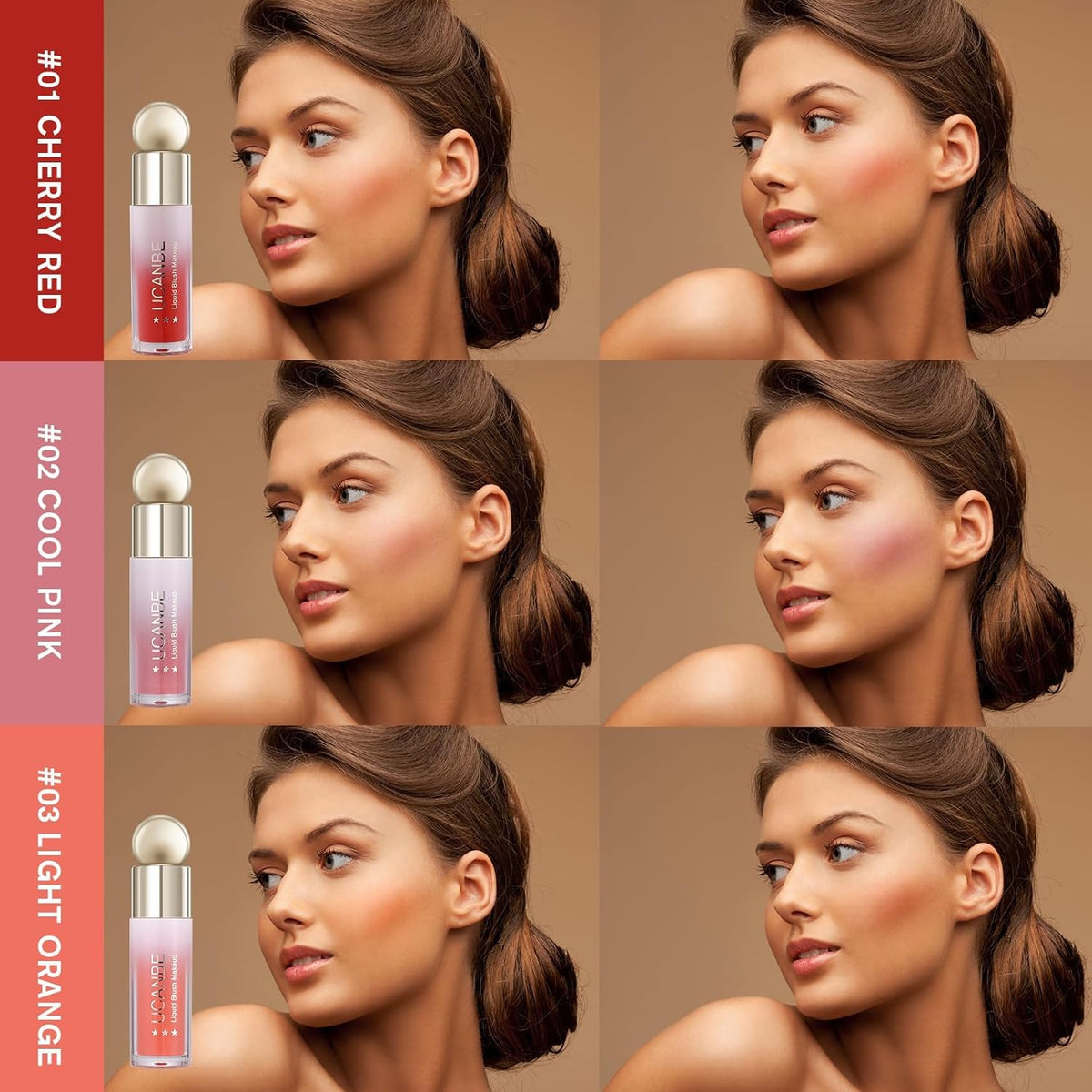 COSLUXE UCANBE 3 PCS Liquid Blush Makeup Set, Blendable Soft Cream Face Blush for Cheeks, Natural Matte Finish Looking Long-Wearing Smudge-Proof Moisturizing Makeup (02) - Image 2