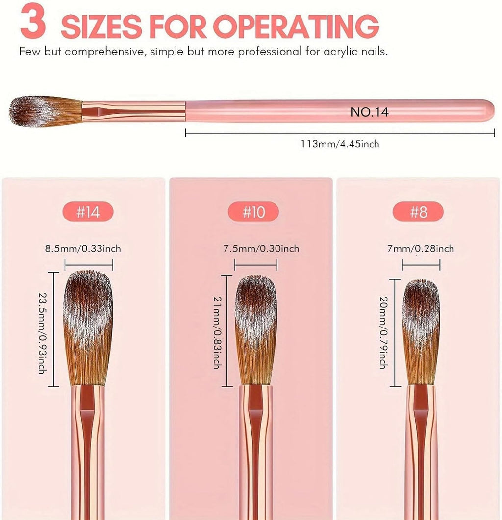 NAILWIND 3PCS Nail Brush, Nail Art Kit Brushes for Nails in Size 8/10/14,Nail Brush for Powder, Nail Polish Pens,3D Manicure Carving Tool,3D Nail Art Tool Nail Art Brush for Gel Nail, Nail Brush Set for Women, - Image 2