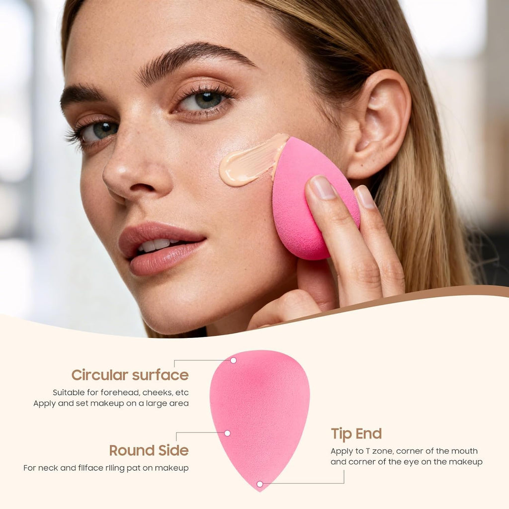 16 Pcs Multicolor Makeup Sponge Set - Latex-Free, Soft & Reusable Beauty Makeup Sponge for Wet/Dry Use Blending Powder Puff for Foundation & Concealer Washable Makeup Sponges - Image 7