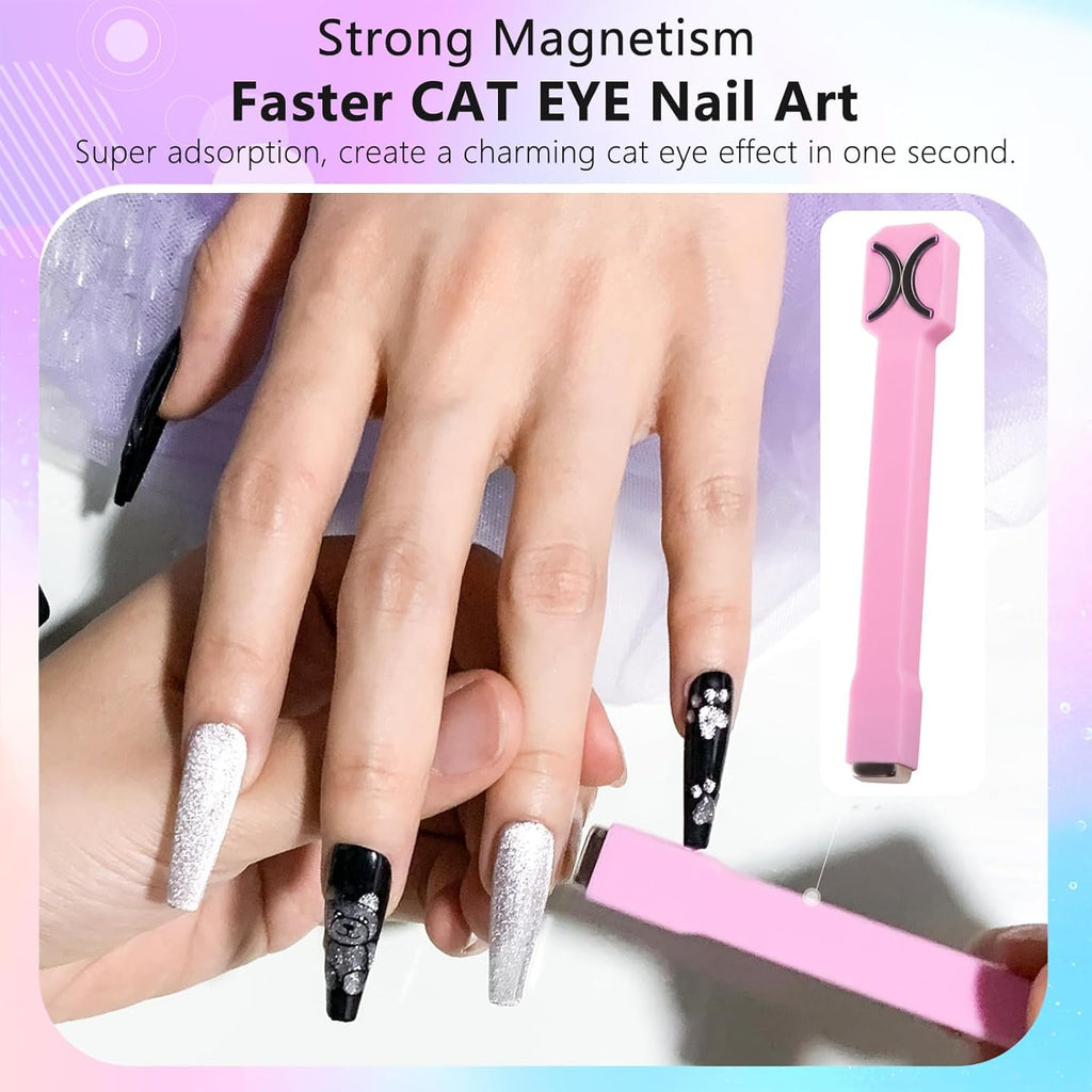 NAILWIND 3-in-1 Cat Eye Magnet for Nails, Multi-Function Nail Magnet Stick, Upgraded Cateye Magnet Tool for 3D Magnetic Cat Eye Gel Polish Nail Art, Salon & Home Use - Image 2