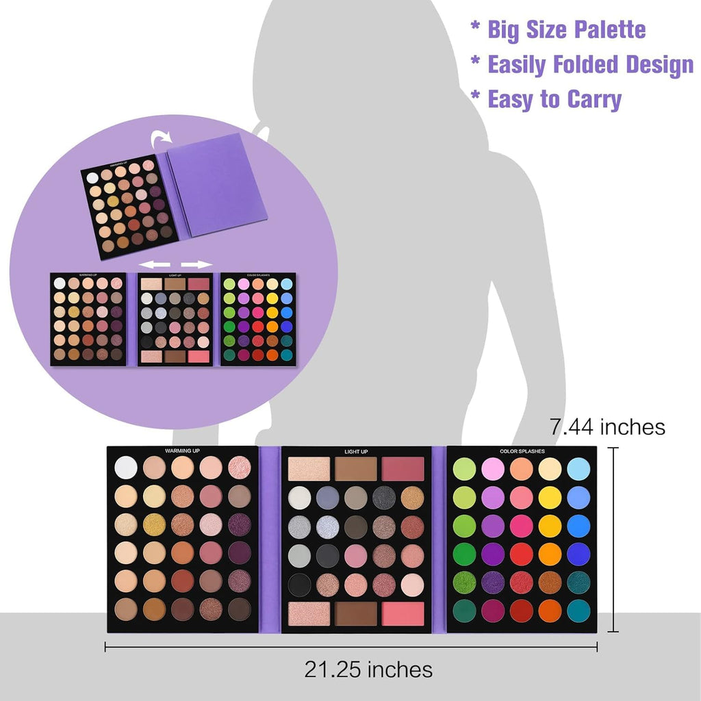 COSLUXE UCANBE Pretty 2 Eyeshadow Palette, All In One Set 86 Colors Makeup Kit Matte Shimmer Eye Shadow Highlighters Contour Blush Powder All In One Makeup Palette 81.4g - Image 7