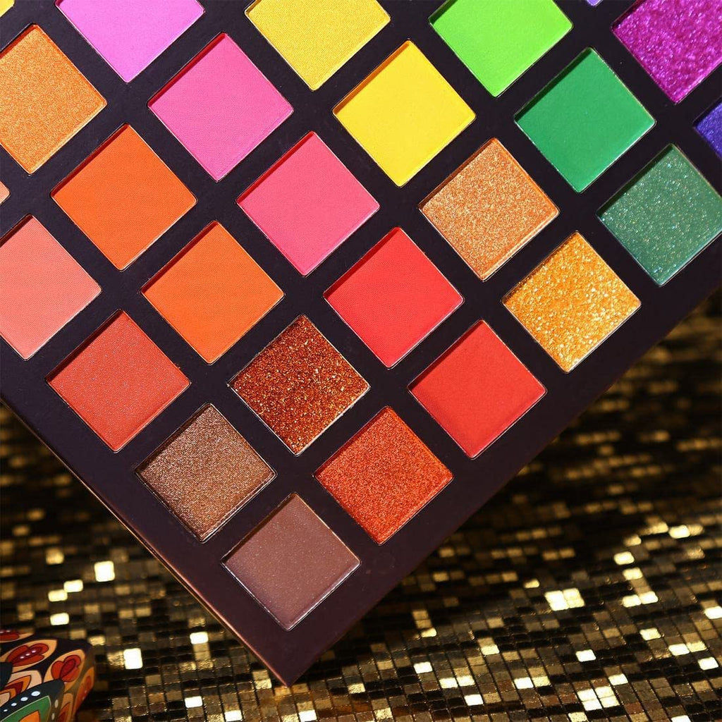 COSLUXE UCAN BE Exo tic Flavors Neon Eyeshadow Makeup Palette, 48 Colorful High Pigmented - Rainbow Glitter Eye Shadow Make Up Pallete, Multicolor, Shimmery, Satin & Matte Finish - Image 4