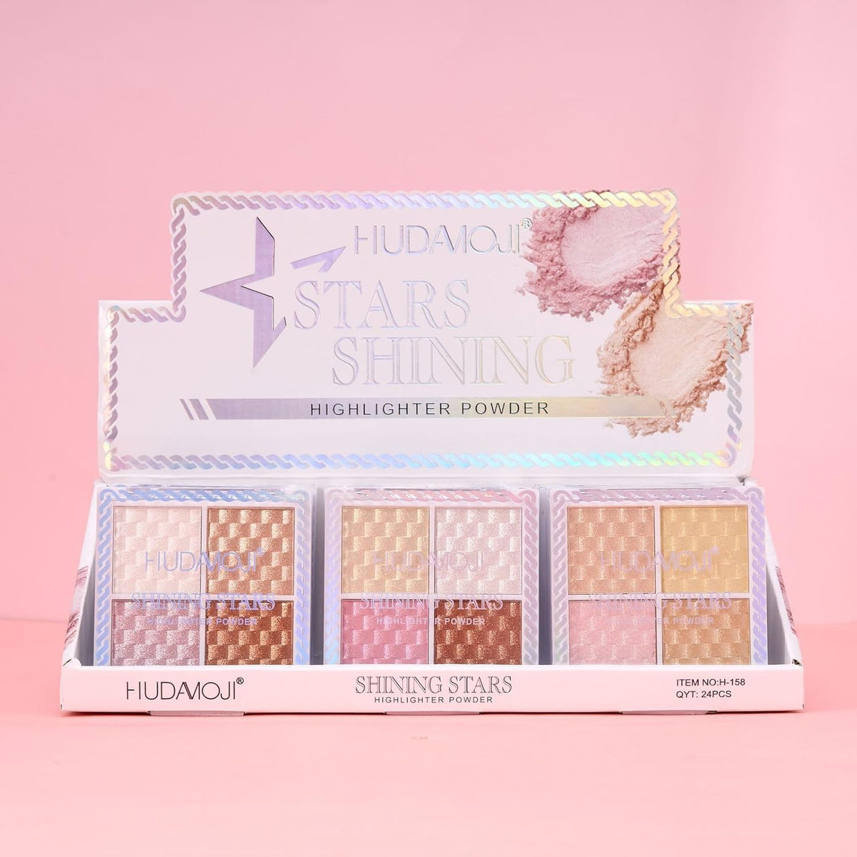 HUDAMOJI Shining Stars Highlighter Powder Palette, Shimmer Finish, Highlighter Powder (03, 30g) - Image 6