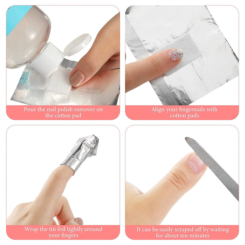 NAILWIND Nail Polish Remover Gel Sheets Acetone Free, Nail Foil Wraps Gel Polish Remover Foils Acrylic Tin Soak Off Pads with Pre-attached Lint-free for Women Girls Home and Salon Use, 200 Count - Image 5