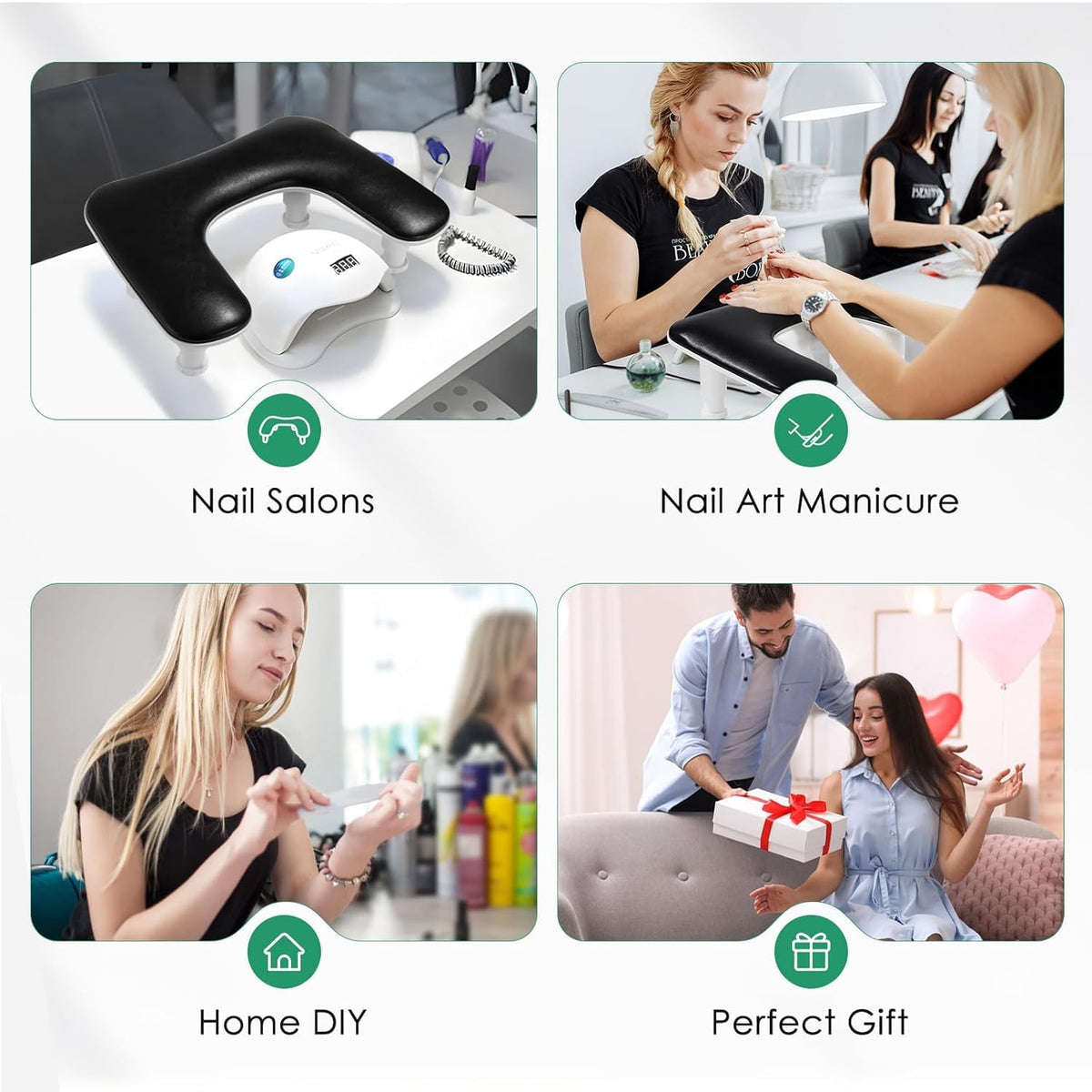 NAILWIND Big Arm Rest for Nails Tech | 2nd Generation U-Shaped Manicure Nail Arm Rest Stand Height Adjustable Armrest Microfiber PU Leather Hand Rest Pillow for Acrylic Nails (Black) - Image 7