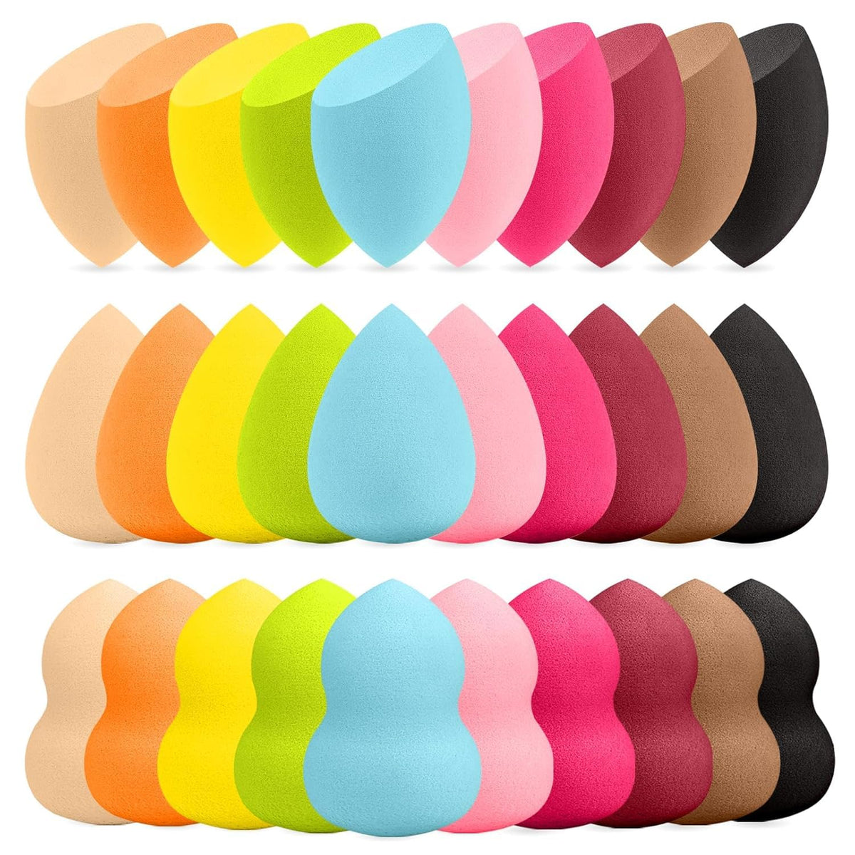 16 Pcs Multicolor Makeup Sponge Set - Latex-Free, Soft & Reusable Beauty Makeup Sponge for Wet/Dry Use Blending Powder Puff for Foundation & Concealer Washable Makeup Sponges