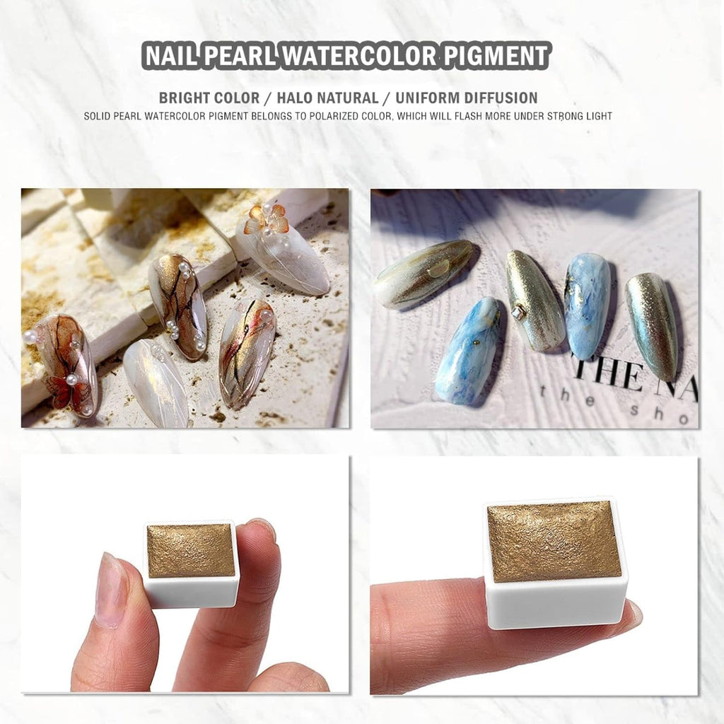 NAILWIND Nail Watercolor Paint, Shimmer Solid Watercolors Pearl Glitter Nail Art Painting Pigment, Manicure Arts Nail Paint for Women and Girls, Nails Gel Paint for DIY Nail Art Design - Image 8