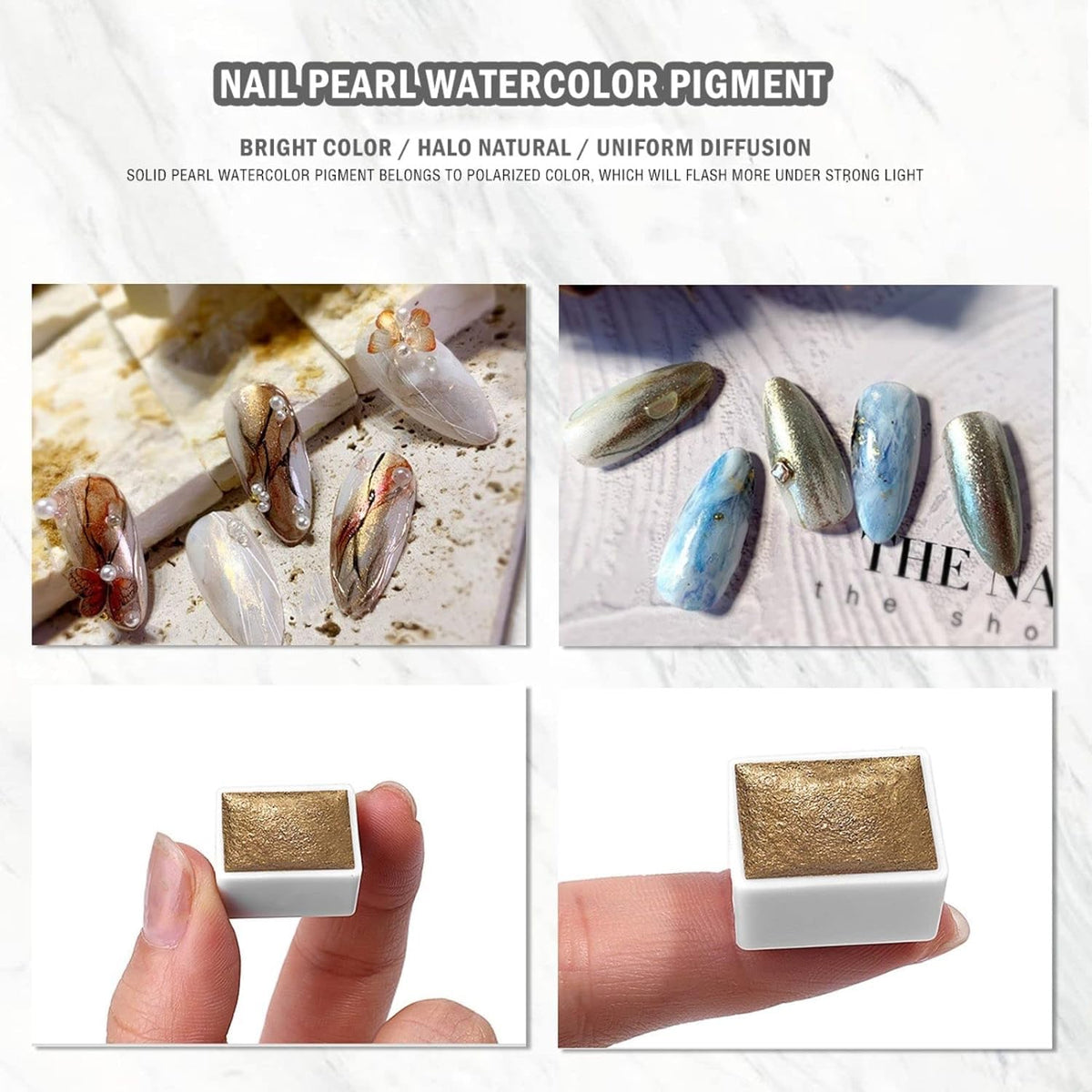 NAILWIND Nail Watercolor Paint, Shimmer Solid Watercolors Pearl Glitter Nail Art Painting Pigment, Manicure Arts Nail Paint for Women and Girls, Nails Gel Paint for DIY Nail Art Design - Image 8