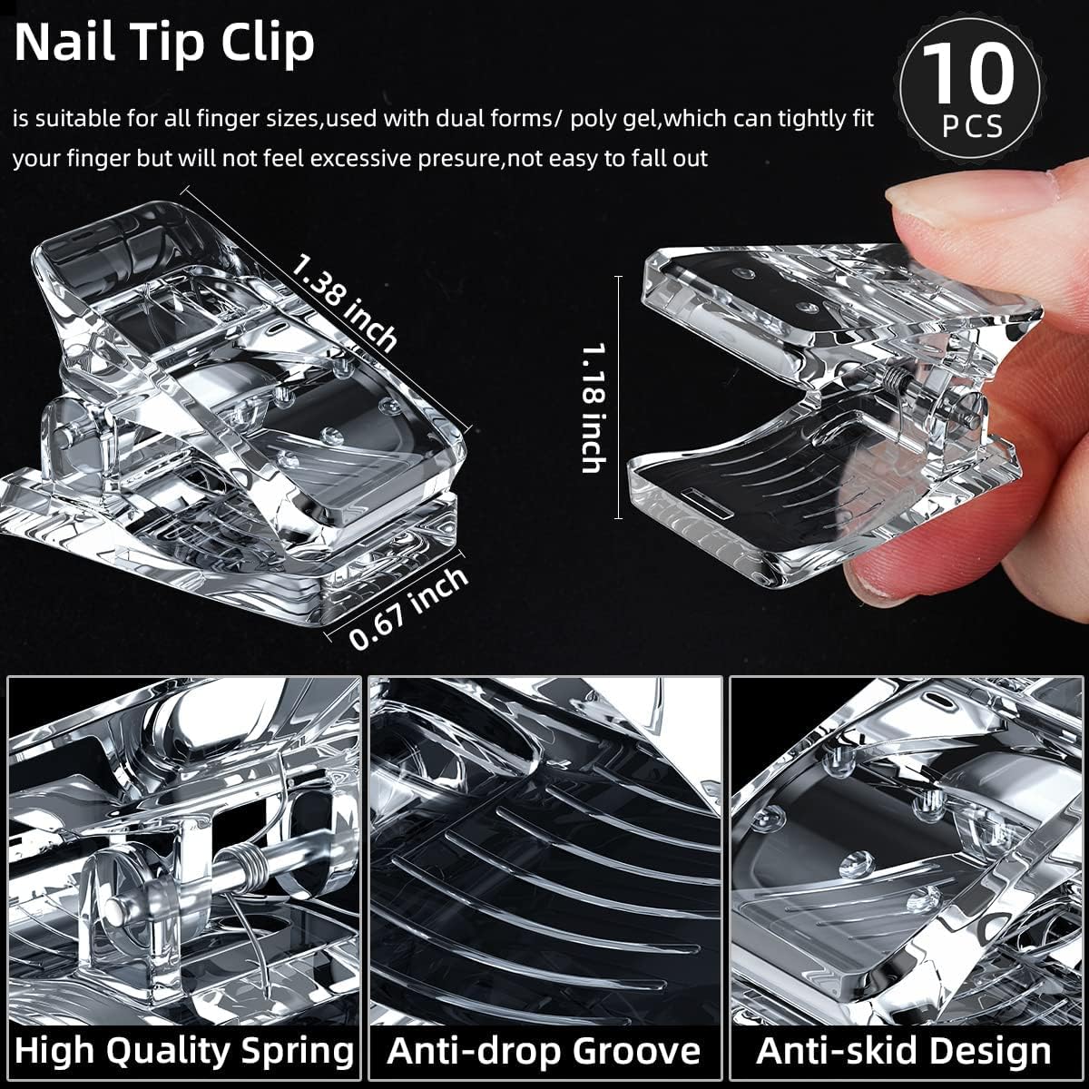 NAILWIND Nail Clips for Polygel, Nail Extension Gel Quick Building Nail Tips Clip for Nail Kit False Nail Tips and Dual Forms Manicure Nail Art Tools (10 - Pcs) - Image 3