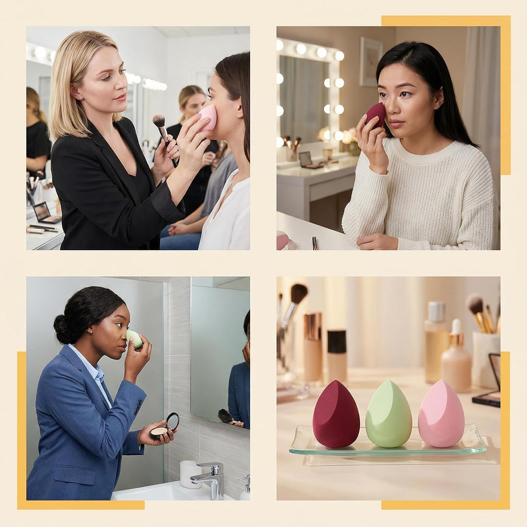 16 Pcs Multicolor Makeup Sponge Set - Latex-Free, Soft & Reusable Beauty Makeup Sponge for Wet/Dry Use Blending Powder Puff for Foundation & Concealer Washable Makeup Sponges - Image 4