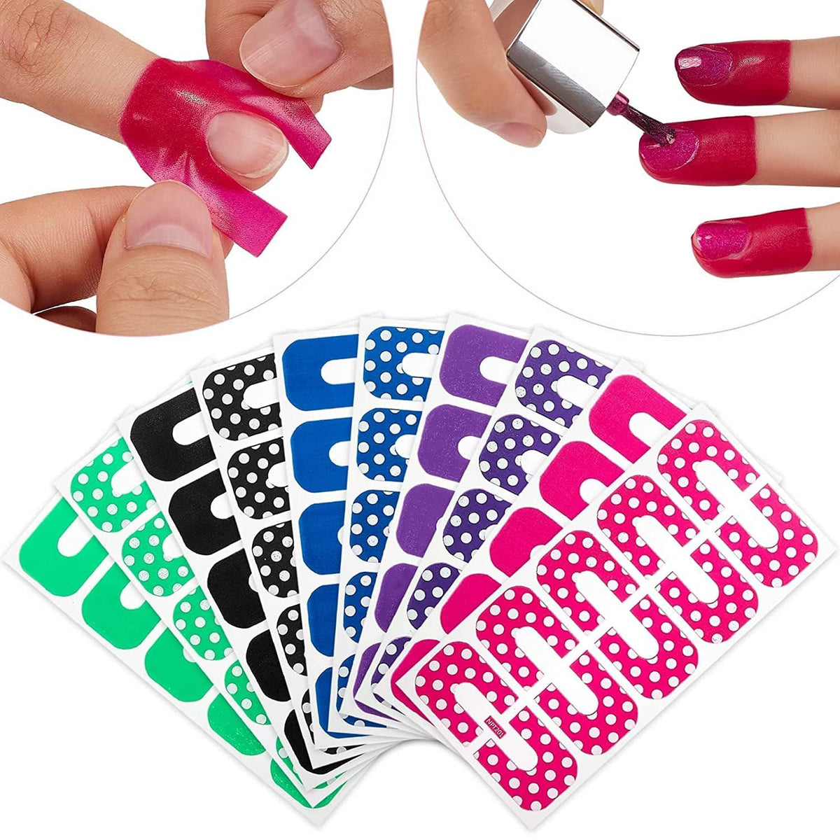 NAILWIND Nail Protector, Nail Peel Off Tapes, Disposable Nails Polish Protector Soft U-Shape Spill-Proof Sticker Tape for Nails Art Painting, Keep Polishing Without Mess 5 Sheets 50 Piece