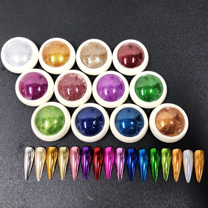 NAILWIND Mirror Chrome Nail Powder Set - 12 Colors Metallic Holographic Chrome Nail Powder Purple Green Red Rose Gold Nail Chrome Powder for Gel Nails Manicure Nail Art Chrome Powder Gifts for Women - Image 10