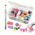 NAILWIND 4 Size 100 Pcs Nail Art Sponge Set with Grip Clip, Mixed Shape Polishing Sponges with Storage Box for Nail Blending, Shaping, Smoothing & Polishing