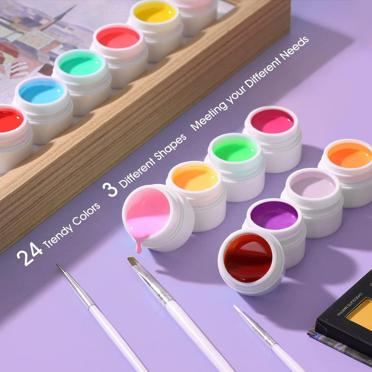 NAILWIND Gel Nail Polish, 36 Colors 8ML Nail Art Pigment Set Gel Polish Solid Glue Extension Gel With One Nail Brush One Nail File for Nail Art DIY Design - Image 7