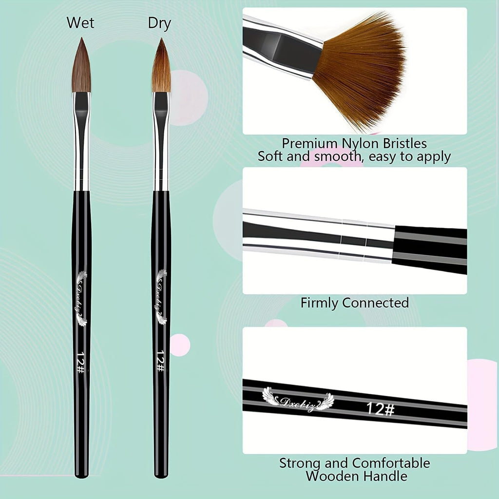 NAILWIND 5pcs Acrylic Nail Brush Set for Acrylic Powder, Professional Nail Art Brushes Sizes 4/6/8/10/12 for Acrylic's Application, Nails Extension & Carving Manicure Tool Nail's Art Tool - Image 3