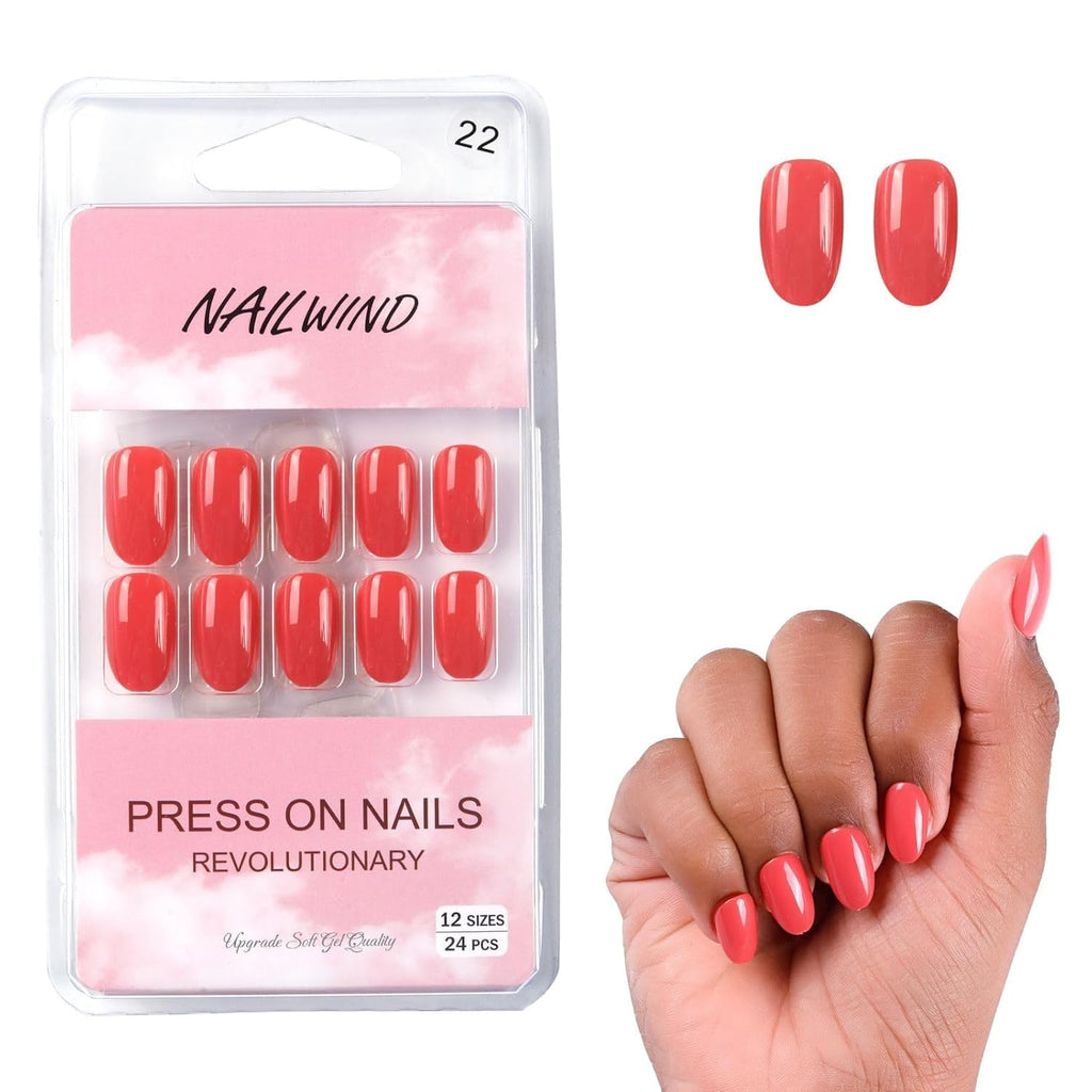 NAILWIND 24pcs Press on Nails | Natural French Short False Nails | Acrylic Full Cover Nails | Natural Fake Nails Delicate & Comfortable for Women and Girls (V-22) - Image 2