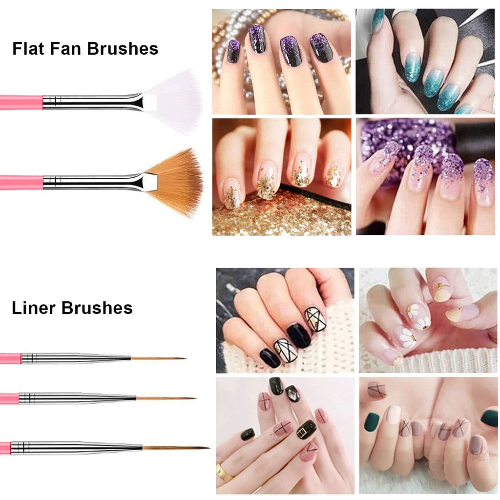 NAILWIND 20 pcs Nail Art Brushes, Nail Art Design Painting and Drawing UV Polish Brush Tool Kit, 15 pcs Nail Art Brushes Kit with 5 pcs Nail Dotting Pens, Multicolored - Image 4