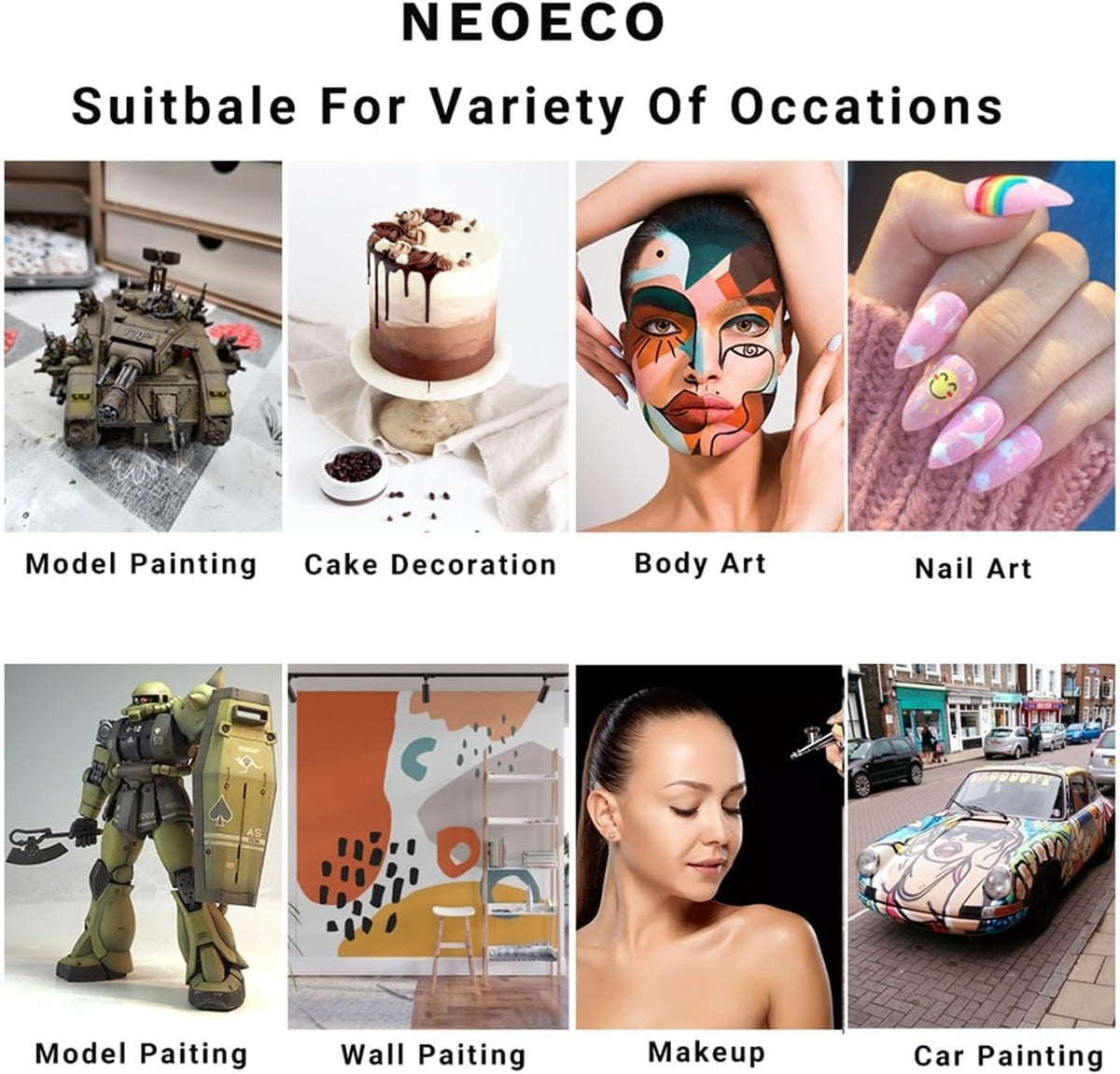COSLUXE Air brush Set, Professional Facial Makeup Airbrush Gun Kit, USB Rechargeable Air Brush Pen for Makeup Skin SPA Art Nail Painting Tattoo Manicure Cakes DIY, with 3 Capacity Cups - Image 3