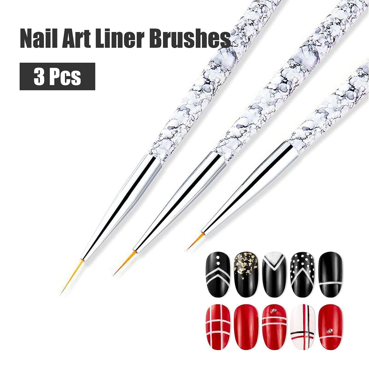 NAILWIND 3 PCS Nail Art Liner Brushes, UV Gel Painting Acrylic Nail Design Nylon Brush, Nail Painting Drawing Pens (7/9/11mm) - Image 9