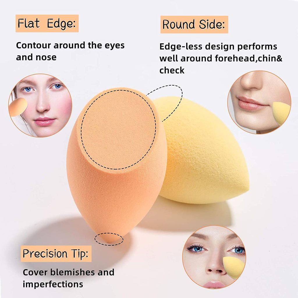 COSLUXE Makeup Sponge Set Beauty Blenders with Egg Case, Soft Sponge For Liquid Foundation, Creams, and Powders Latex Free Wet and Dry Makeup Multicolors, 4 Big + 3 Mini -7 Pcs set - Image 3