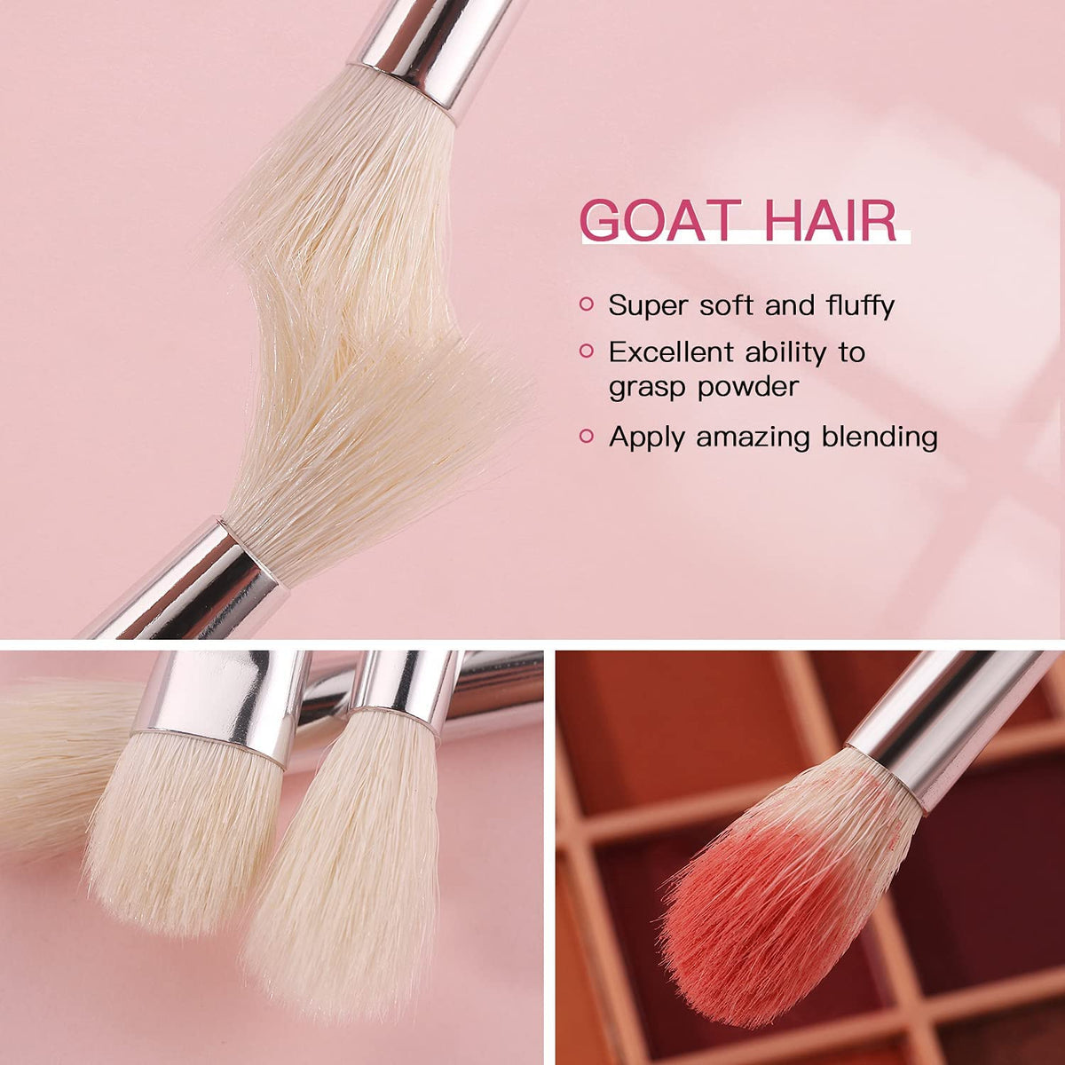 COSLUXE BEILI 30Pcs Professional Makeup Brushes Set Natural Goat Hair Premium Synthetic Kabuki Foundation Blending Brush Face Powder Blush Concealers Eye Shadows Make Up Brushes Set B30 - Image 3