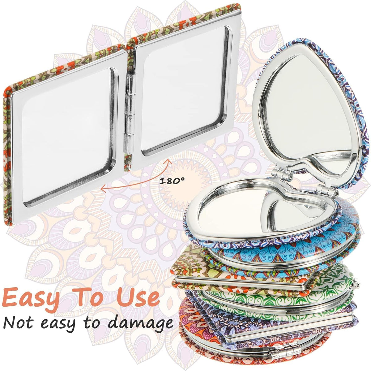 COSLUXE Compact Vanity Mirror Gifts for Girls Women | Stylish Travel Folding Makeup Mirrors for Wallet Purse Pocket Handbag, Cosmetic Mirror (1, Round - Multicolors, Small) - Image 5