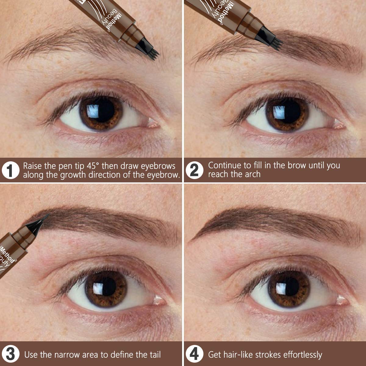MY COLORS Eyebrow Pen, Liquid Eyebrow Pen, Waterproof Brow Pencil with Eyebrow Tattoo Pen, Smudgeproof Long Lasting Fine Sketch Microblading Pen, 02- BROWN - Image 6