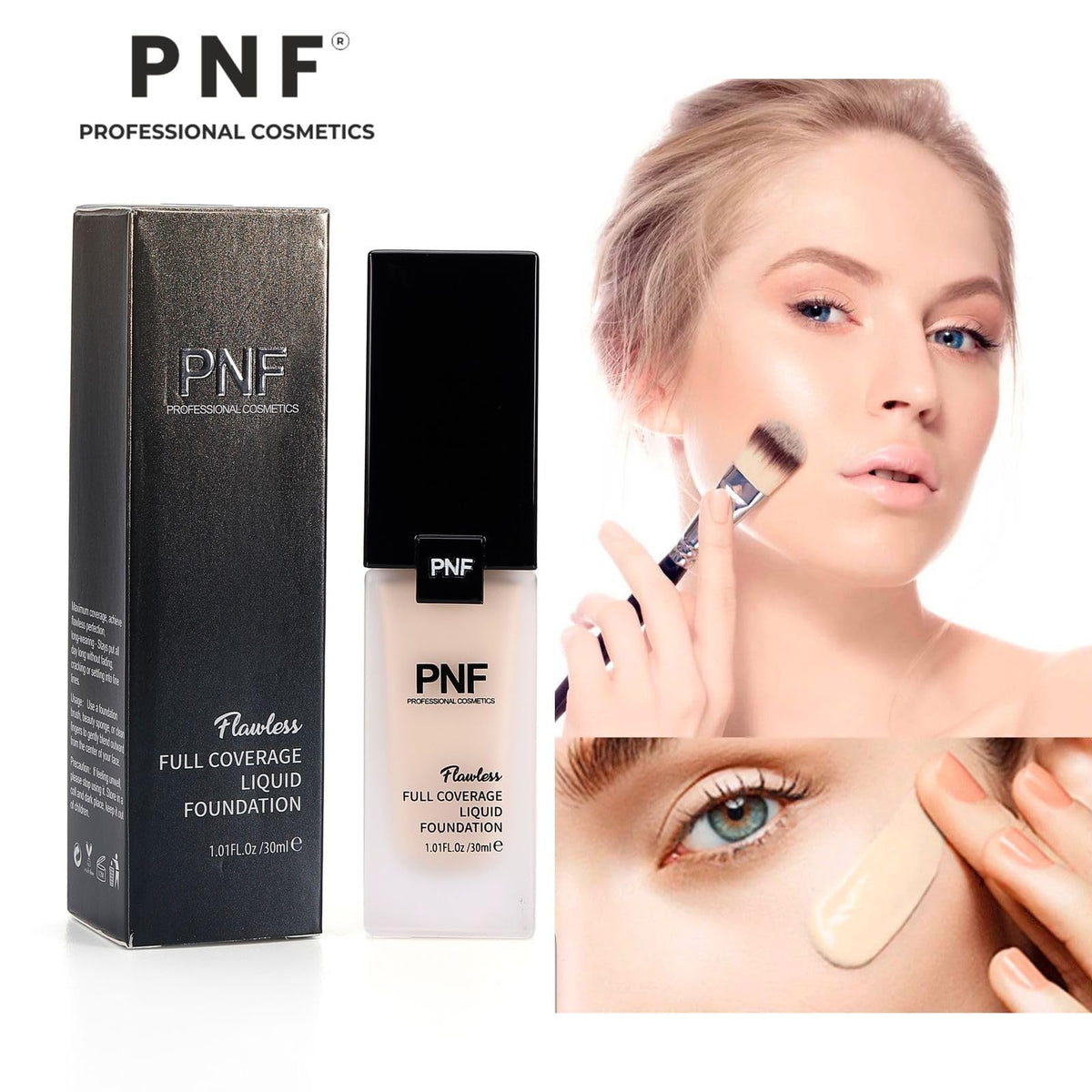 PNF PROFESSIONAL Flawless Finish Foundation | Full Coverage Liquid Foundation | Long Lasting, Waterproof | Buildable Full Coverage | Lightweight | Easy to Blend | 30ml (BARCELONA, 30ml) - Image 5