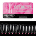 NAILWIND Nail Tips, Coffin Soft Gel Nail Tips, 550 pcs Medium Coffin Press On Nails, 11 Sizes Full Cover Acrylic False Nail Tips, for Beginner and Professional Home Salon Diy 01 - 