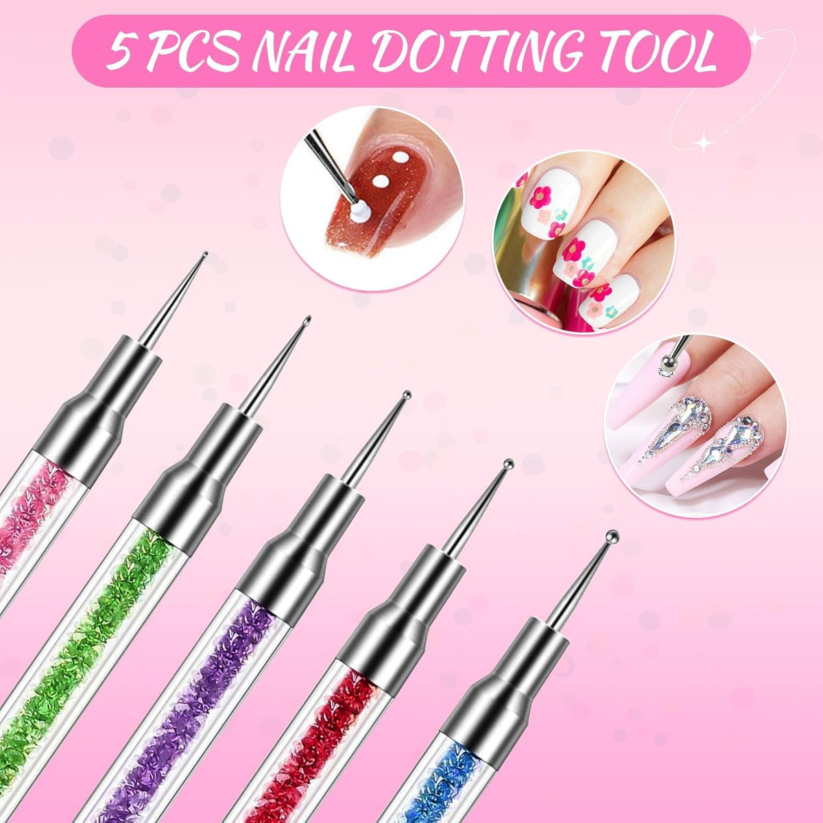 NAILWIND 5Pcs Silicone Nail Tool, Nail Dotting Tool, Nail Art Tools, Nail Art Brush, Nail Brush for Nail Art, Nail Brush for Dotting, For Nail Polish Brush Dotting Salon Tool Set - Image 5