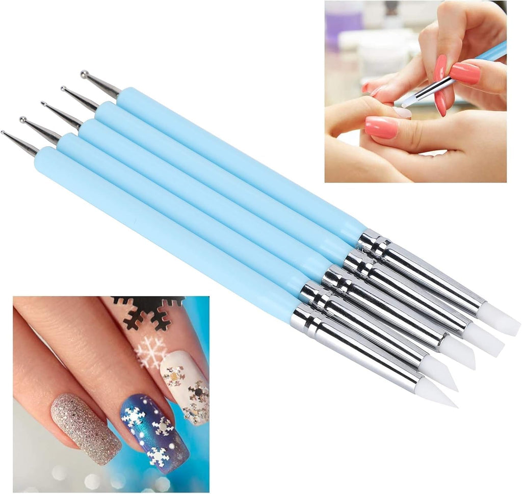 NAILWIND Clay Sculpting Pen 5PCS 2 Way Ball Styluses and Silicone Dual Head UV Gel Carving Pen, Nail Silicone Brushes Set ,Clay Sculpting Tools Modeling Painting Drawing Tool DIY Art Craft (MultiColors, 5 pcs) - Image 9
