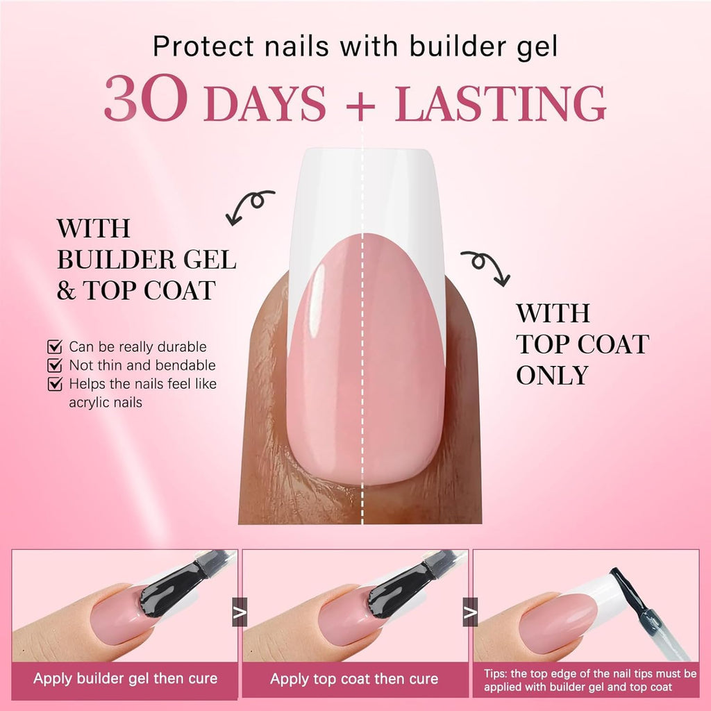 NAILWIND 9 Color Press On Nails Fake Nail 216 Pcs, French tip press-on nails, Press on Nail, Artificial Nail Extensions Combo in Multicoloured, Full Cover Glossy Nude False Acrylic Nails for Women Girls (01) - Image 3
