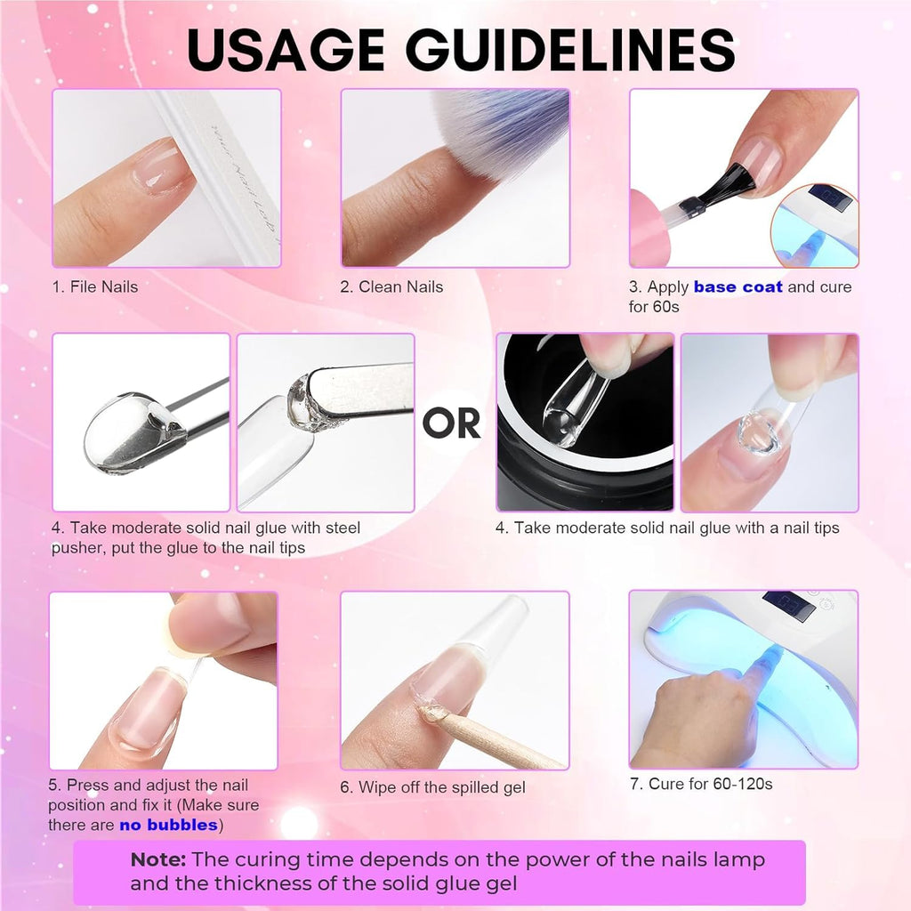 NAILWIND Solid Gel Nail Glue for Nail Tips Clear,Strong Adhesive Rhinestone Gel Nail Glue for Acrylic Nails Tips, Press on Solid Glue Gel, Nail Art Manicure Glue Gel, Need UV/LED Lamp Clear, 15 ml - Image 8
