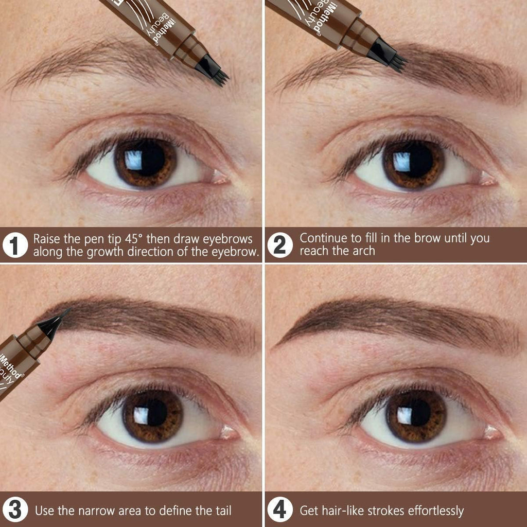 MY COLORS Eyebrow Pen, Liquid Eyebrow Pen, Waterproof Brow Pencil with Eyebrow Tattoo Pen, Smudgeproof Long Lasting Fine Sketch Microblading Pen, (01 - BLACK) - Image 6
