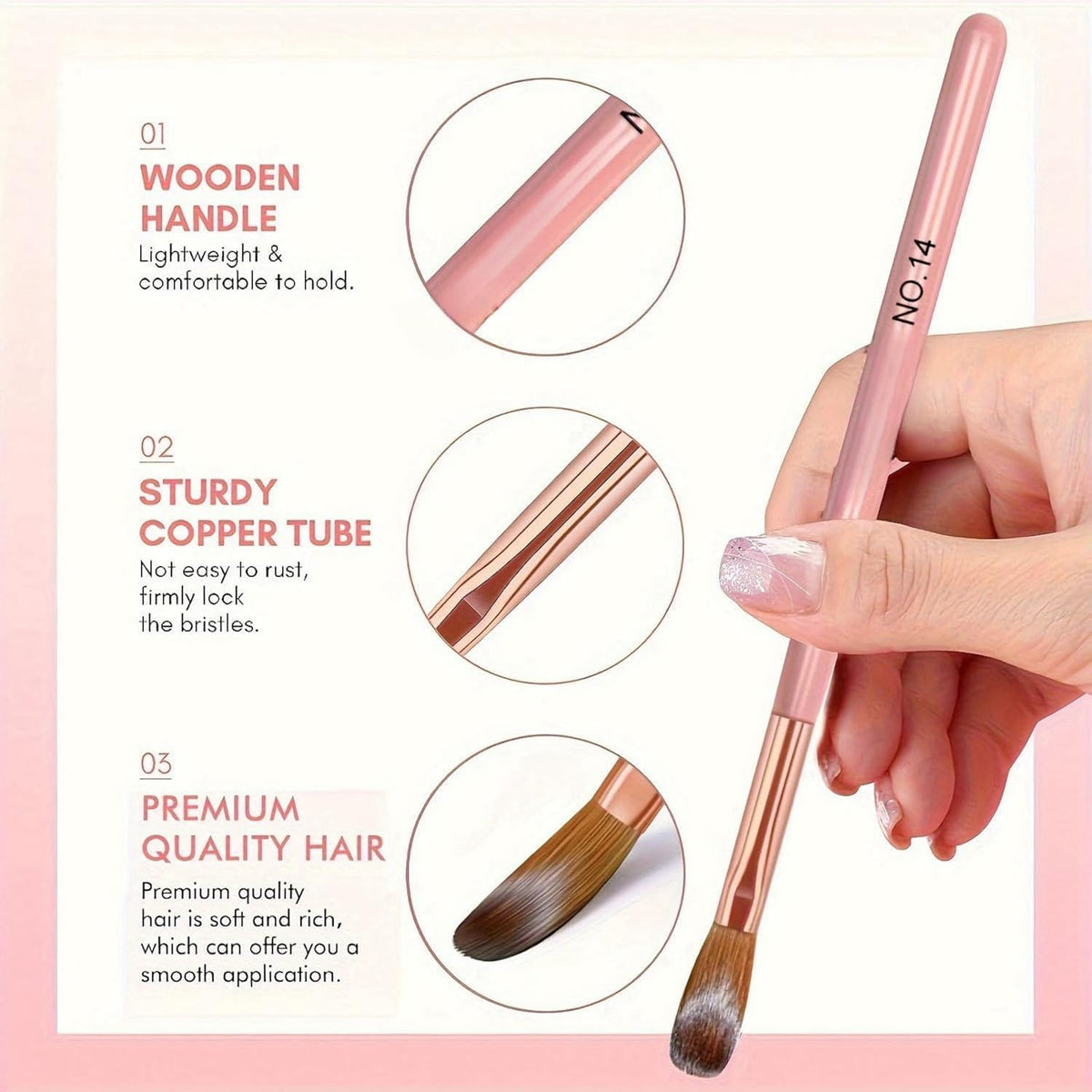 NAILWIND 3PCS Nail Brush, Nail Art Kit Brushes for Nails in Size 8/10/14,Nail Brush for Powder, Nail Polish Pens,3D Manicure Carving Tool,3D Nail Art Tool Nail Art Brush for Gel Nail, Nail Brush Set for Women, - Image 3
