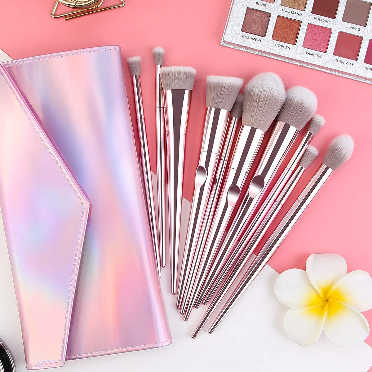 COSLUXE Makeup Brushes Set, 10 Pcs Makeup Brushes Premium Synthetic Eyeshadow Contour Highlight Foundation Professional Makeup Brush Set with Cosmetic Bag for Women Girls - Image 3