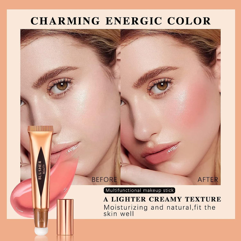 My Colors Liquid Blush Stick with Cushion Applicator, Soft Touch Long Lasting Natural Matte Finish, Silky Cream Face blusher (B2) - Image 6