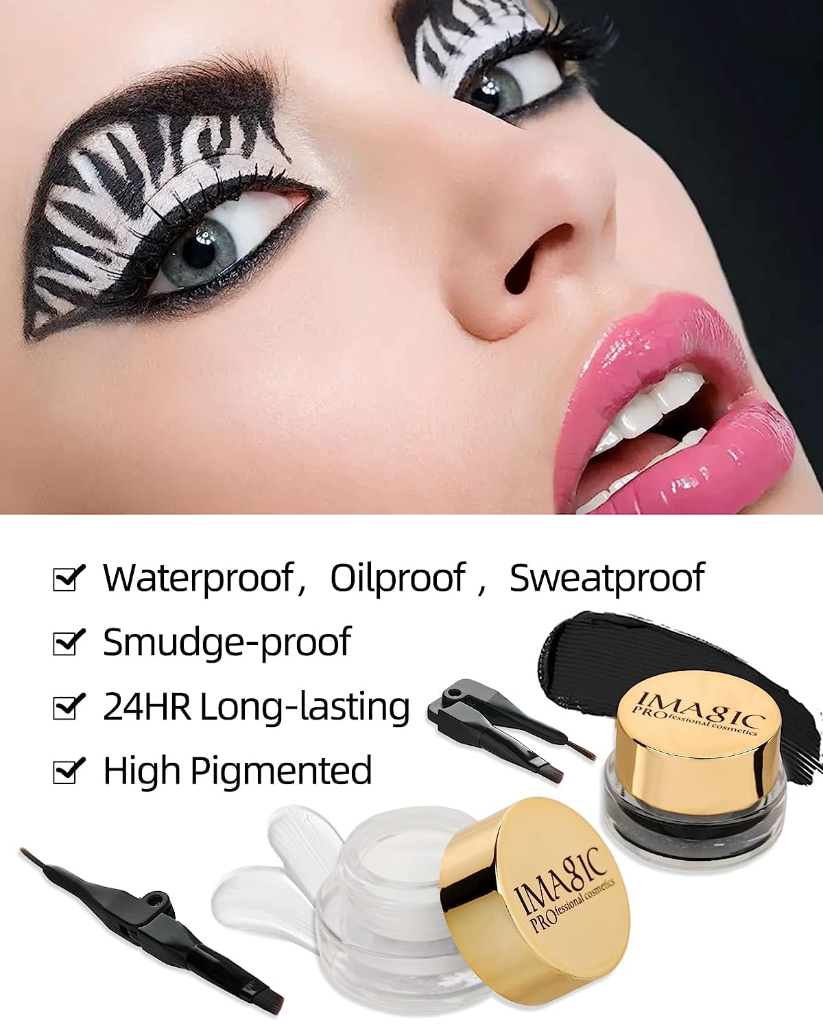 COSLUXE IMAGIC Gel Eyeliner, Long Lasting Waterproof Matte Eyeliner Cream Gel, High-Intensity Pigments Smudge-Proof Eye Liner,Makeup Gift for Women Girl (BLACK) - Image 4