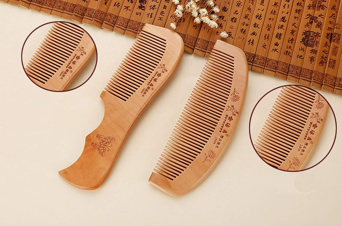 COSLUXE Wooden hair comb, Hair Comb,Natural Anti Static Wooden Massage Comb with Fine and Wide Tooth for Men and Women Moon-Comb + Wide-comb, Combo of 2 pcs - Image 9