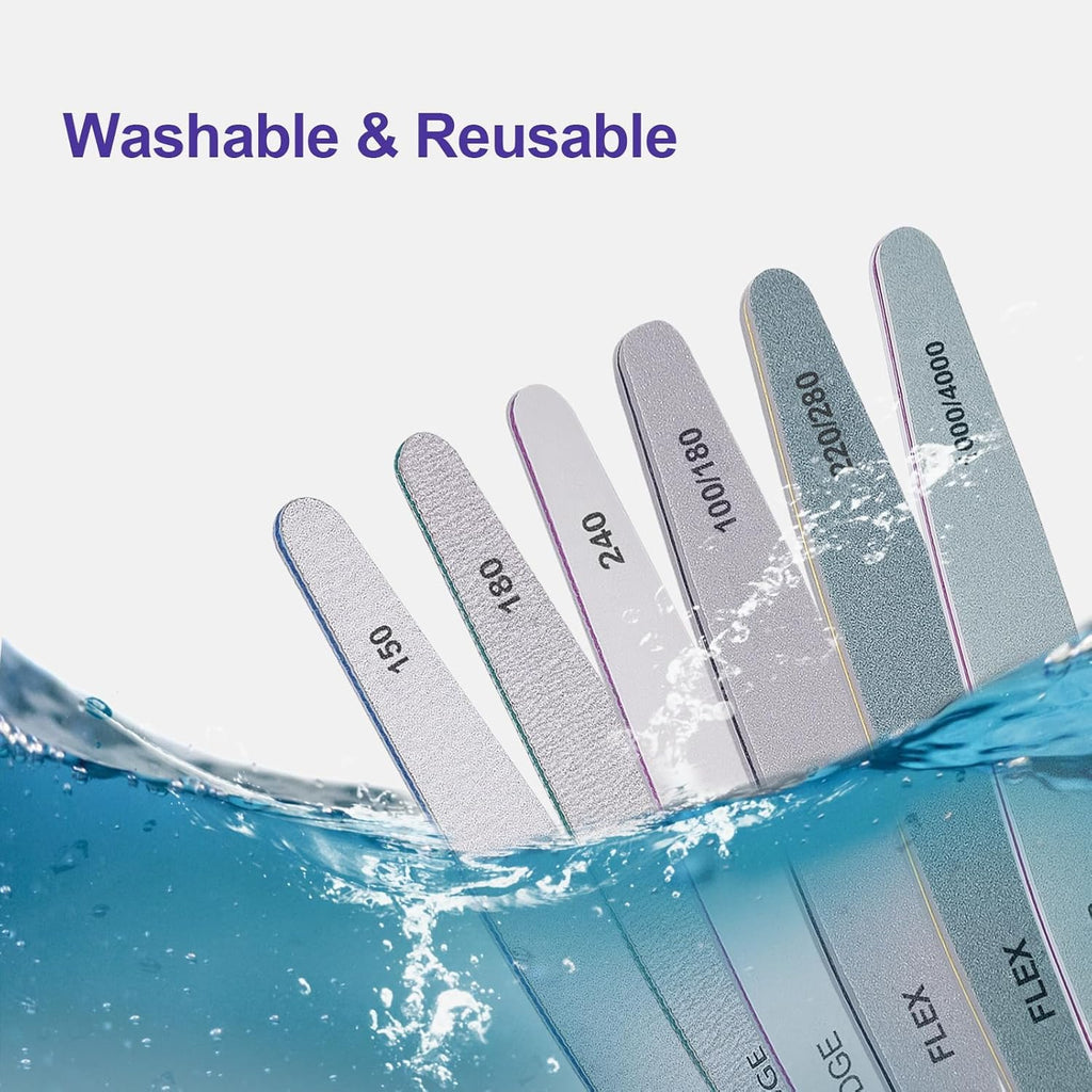 NAILWIND 6pcs Nail Files Set for Manicure | Professional Nail File Kit for Acrylic and Natural Nails | Emery Boards for Nails, Nails Buffer and Shine Kit Nail Filer | Emery Boards for Acrylic & Natural Nail 100/ 150/ 180/ 220/ 240/ 280/ 1000/4000 Grid - Image 5