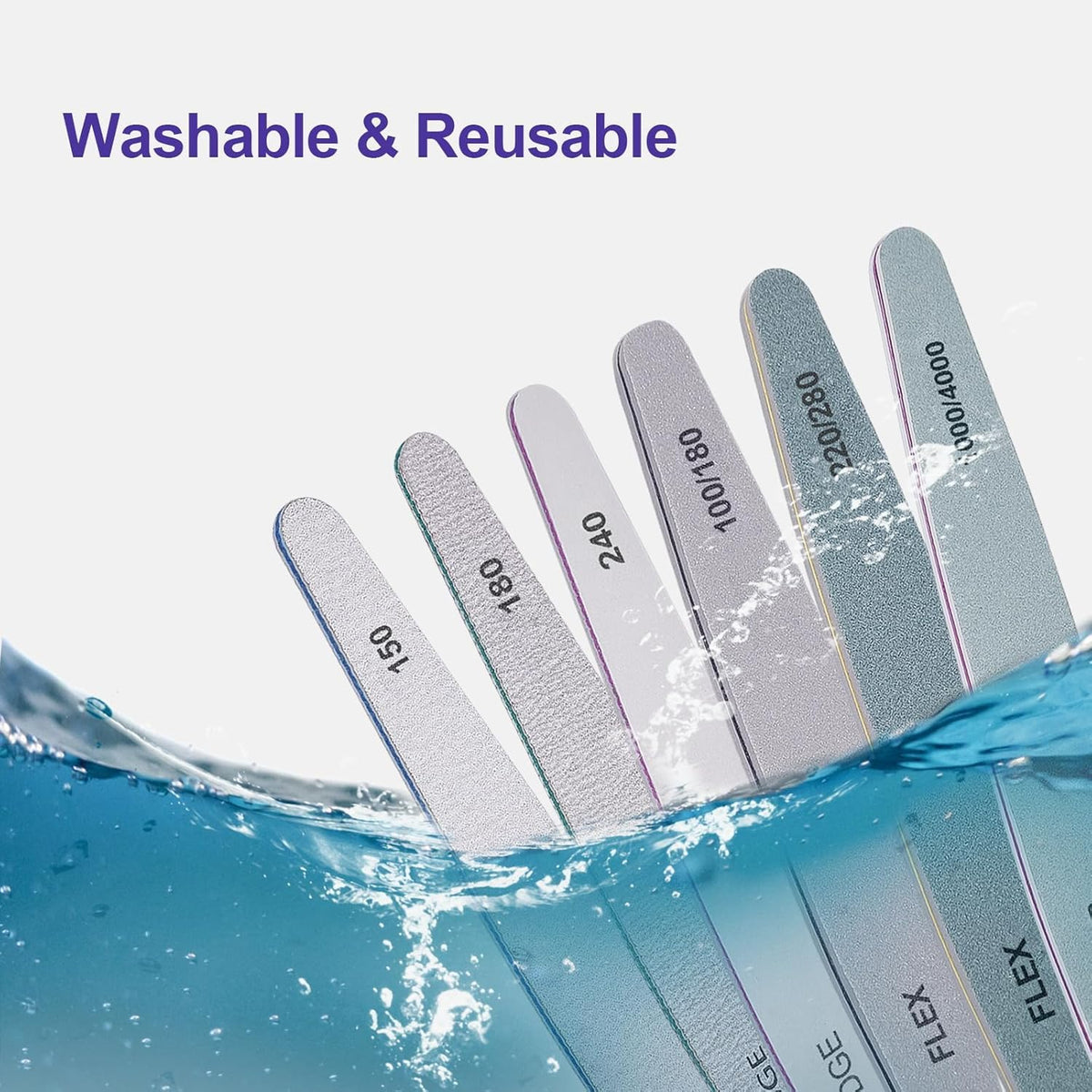 NAILWIND 6pcs Nail Files Set for Manicure | Professional Nail File Kit for Acrylic and Natural Nails | Emery Boards for Nails, Nails Buffer and Shine Kit Nail Filer | Emery Boards for Acrylic & Natural Nail 100/ 150/ 180/ 220/ 240/ 280/ 1000/4000 Grid - Image 5