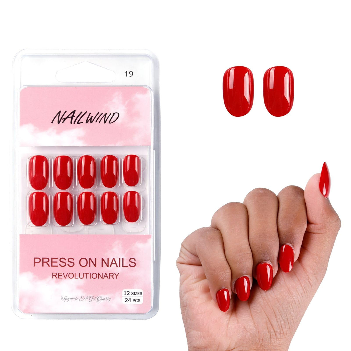 NAILWIND 24 Natural French Short False Nails Acrylic Full Cover Nails,Natural Fake Nails Delicate & Comfortable for Women and Girls (N19, 24 Count -Pack of 1)