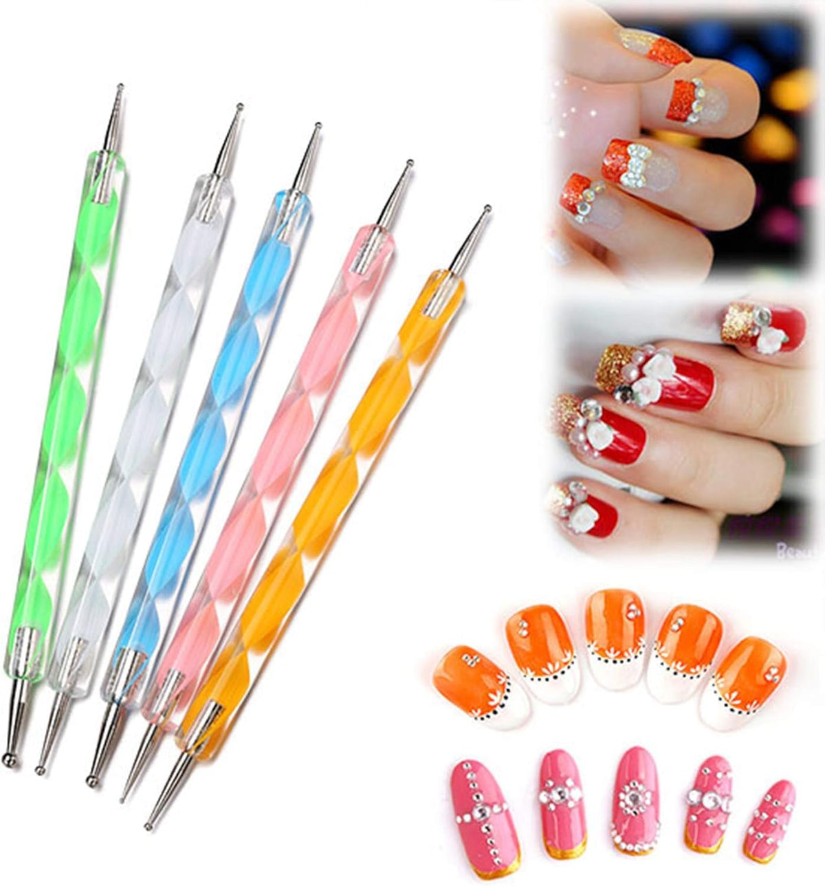 MY COLOR 20 pcs Nail Art Brushes, Nail Art Design Painting and Drawing UV Polish Brush Tool Kit, 15 pcs Nail Art Brushes Kit with 5 pcs Nail Dotting Pens, Multicolored - Image 7