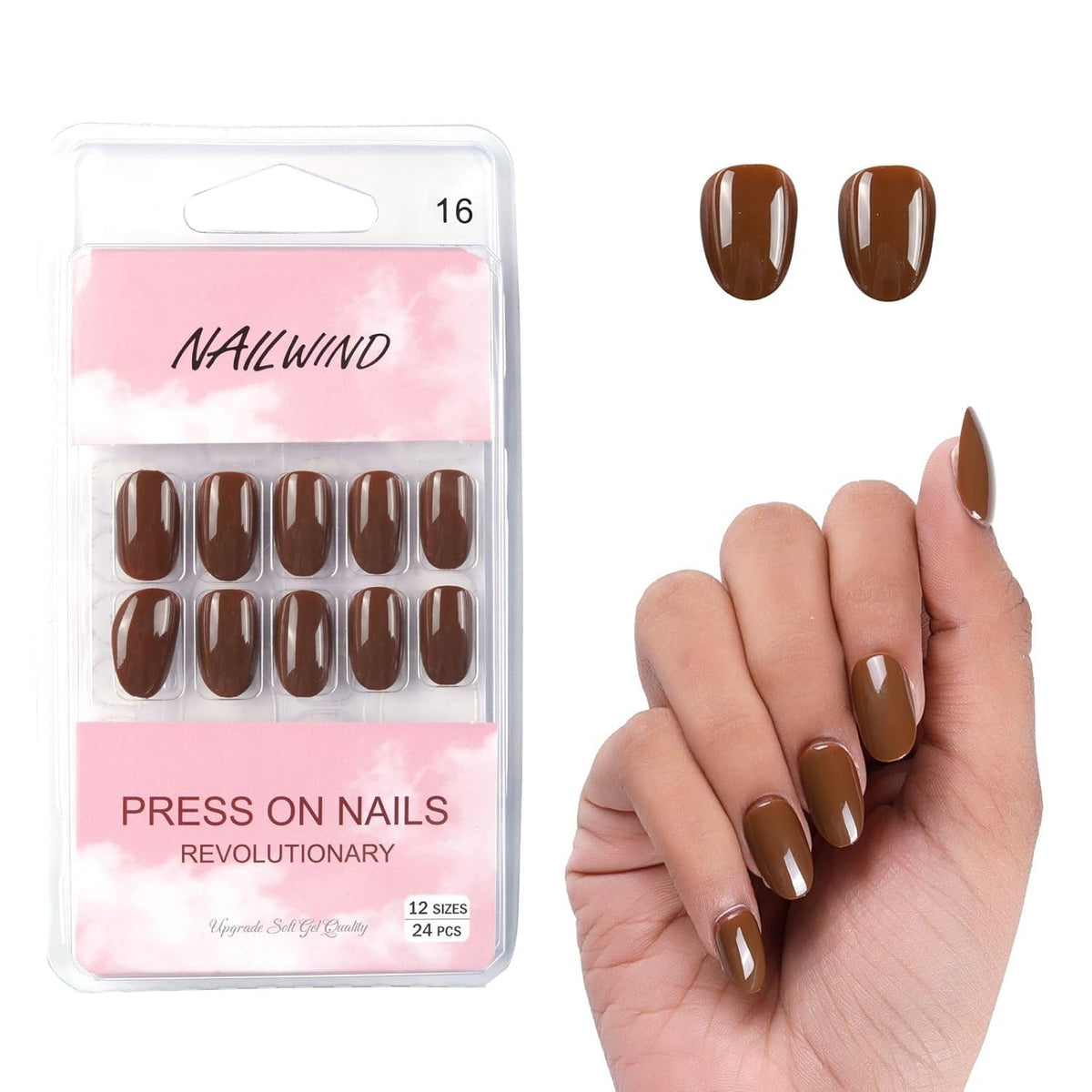 NAILWIND 24 Press on Nails | Natural French Short False Nails | Acrylic Full Cover Nails | Natural Fake Nails Delicate & Comfortable for Women and Girls (V-16) - Image 2