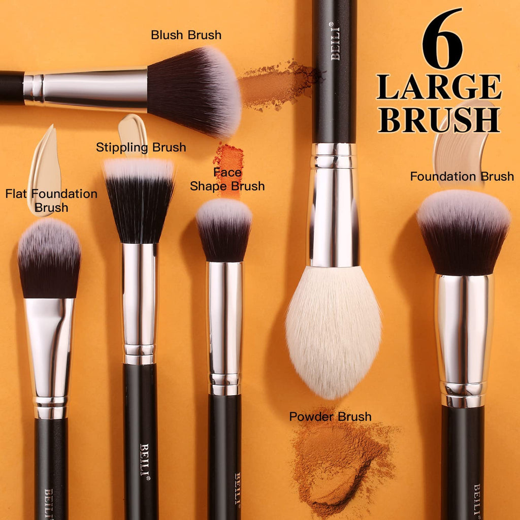 PNF PROFESSIONAL Makeup Brush Set 20 Pcs, Natural Goat Hair, Premium Synthetic Foundation, Powder, Concealers, Eyeshadow, Blush Makeup Brushes, Make up Brushes Kit - Image 5
