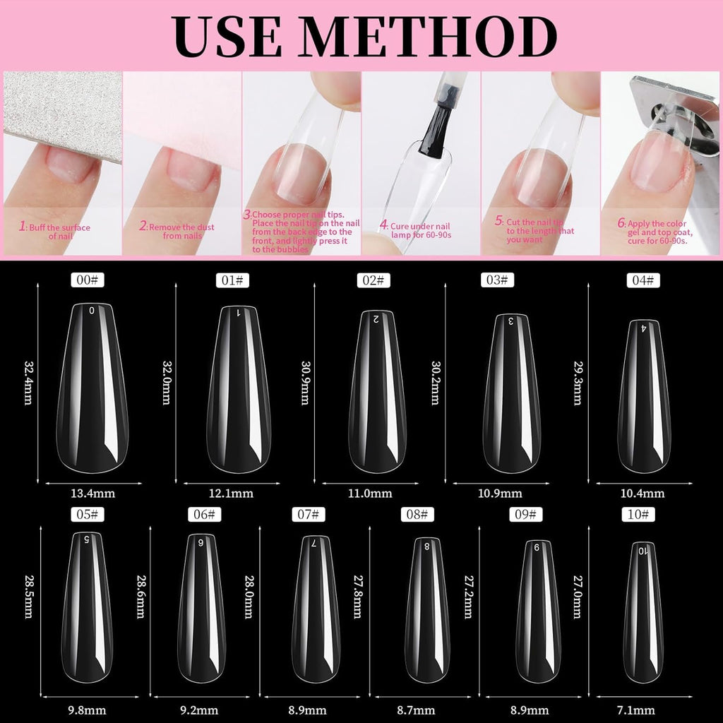 NAILWIND Nail Tips, soft Gel Full Cover Nails,550Pcs Coffin Soft Gel Nail Tips, Medium Coffin Press On Nails, 11 Sizes Full Cover Acrylic False Nail Tips, for Beginner and Professional Home Salon Diy Medium Coffin - Image 9