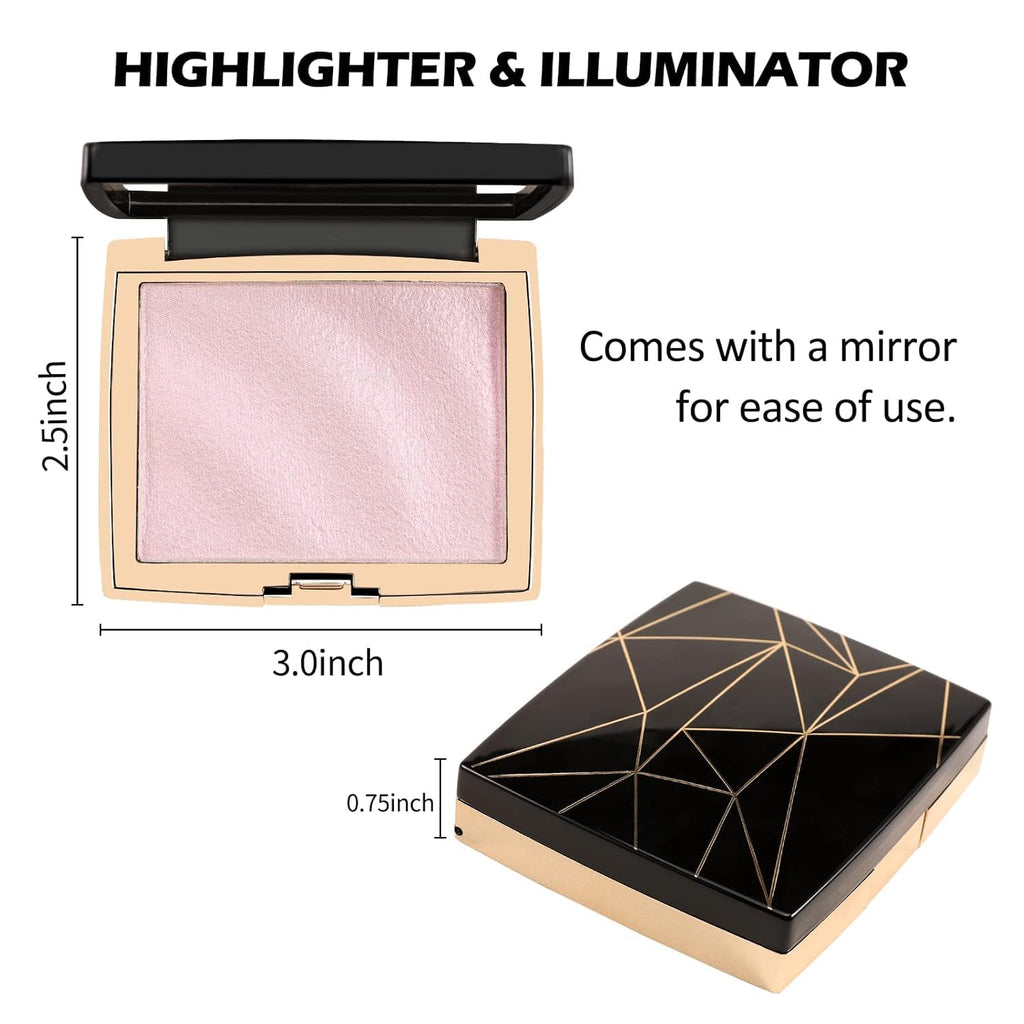 Hojo Highlighter Highlight Shimmering Powder, Waterproof Long Lasting Highlighter,Highlight Powder Palette,highlighter makeup 10g (01) PINK - Image 9