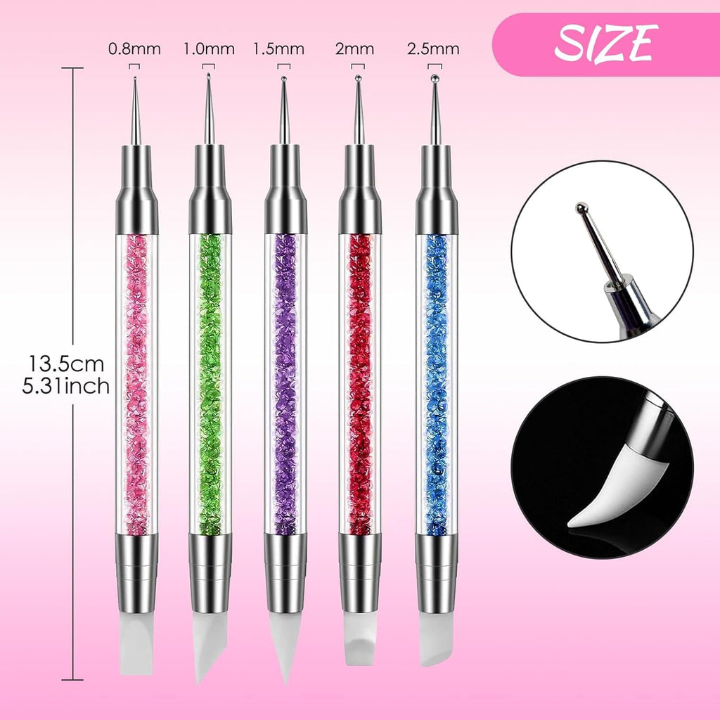 NAILWIND 5Pcs Silicone Nail Tool, Nail Dotting Tool, Nail Art Tools, Nail Art Brush, Nail Brush for Nail Art, Nail Brush for Dotting, For Nail Polish Brush Dotting Salon Tool Set - Image 2
