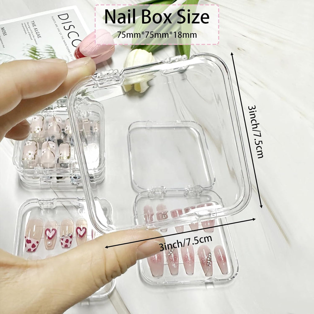 NAILWIND Press on Nail Storage Box, 12 Pcs with 1 Double Sided Tape, Transparent Acrylic Nail Display Organizer Case for Nail Salon - ( with out nails ) - Image 4